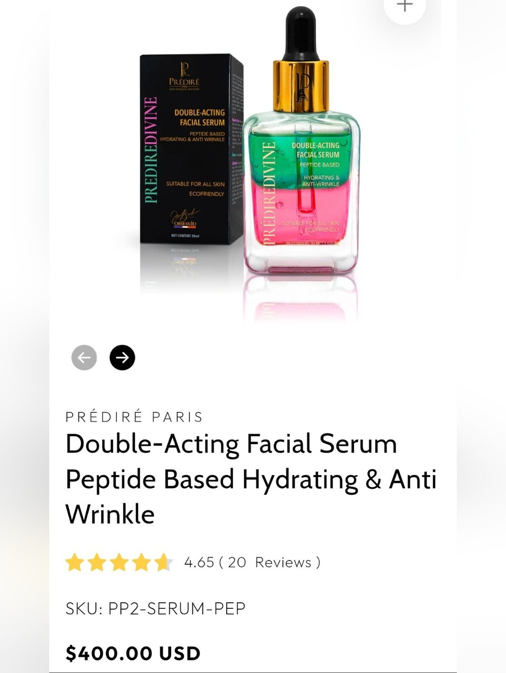 Predire: Peptide Double Acting Serum ANTI WRINKLE